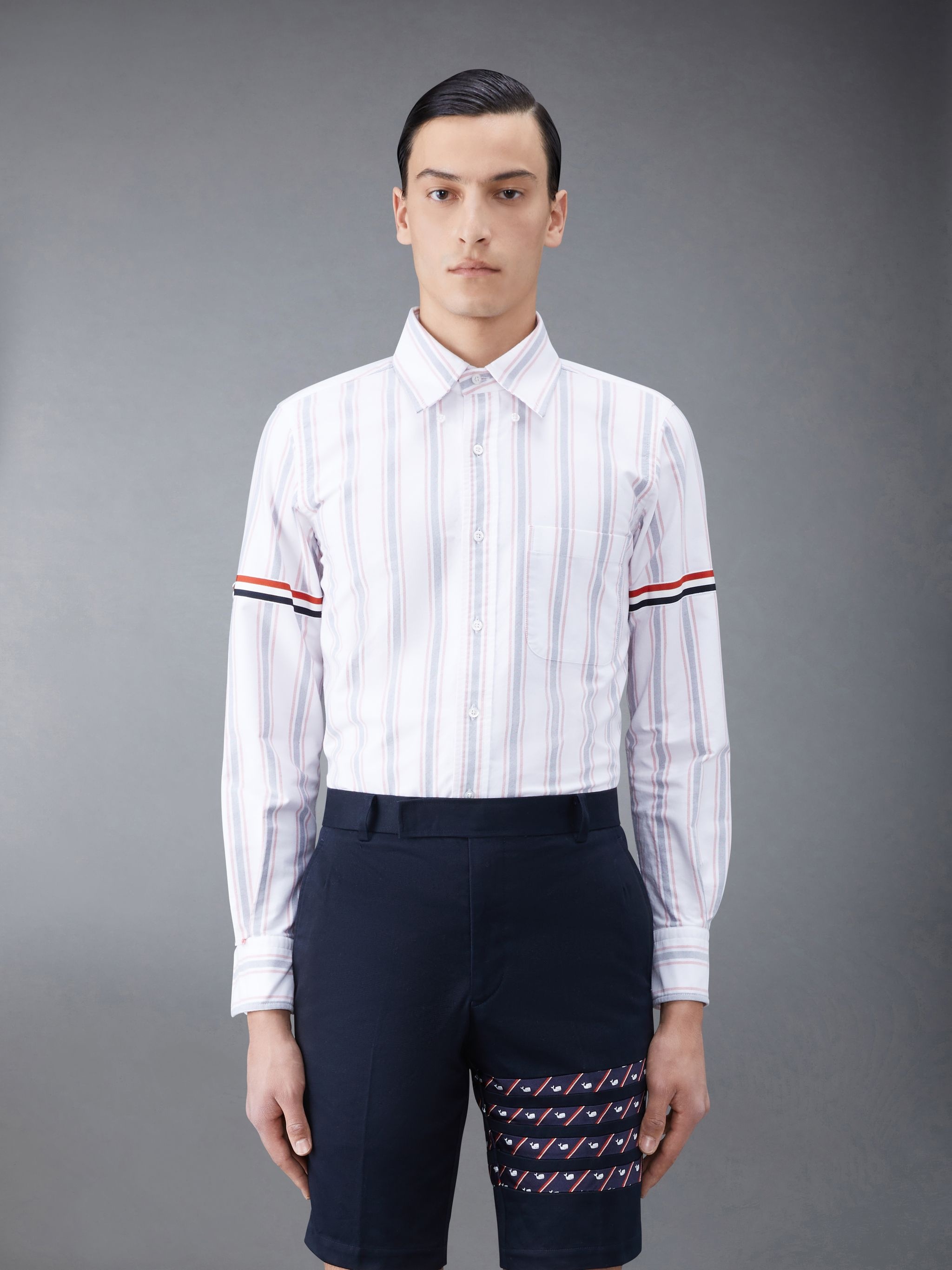 Stripe Oxford Armband Straight Fit Shirt - 1