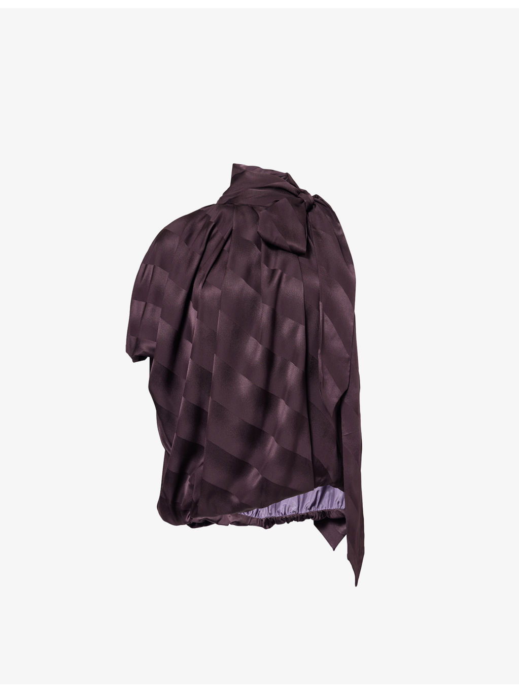 One-Sleeve Puffball Silk Top - 1