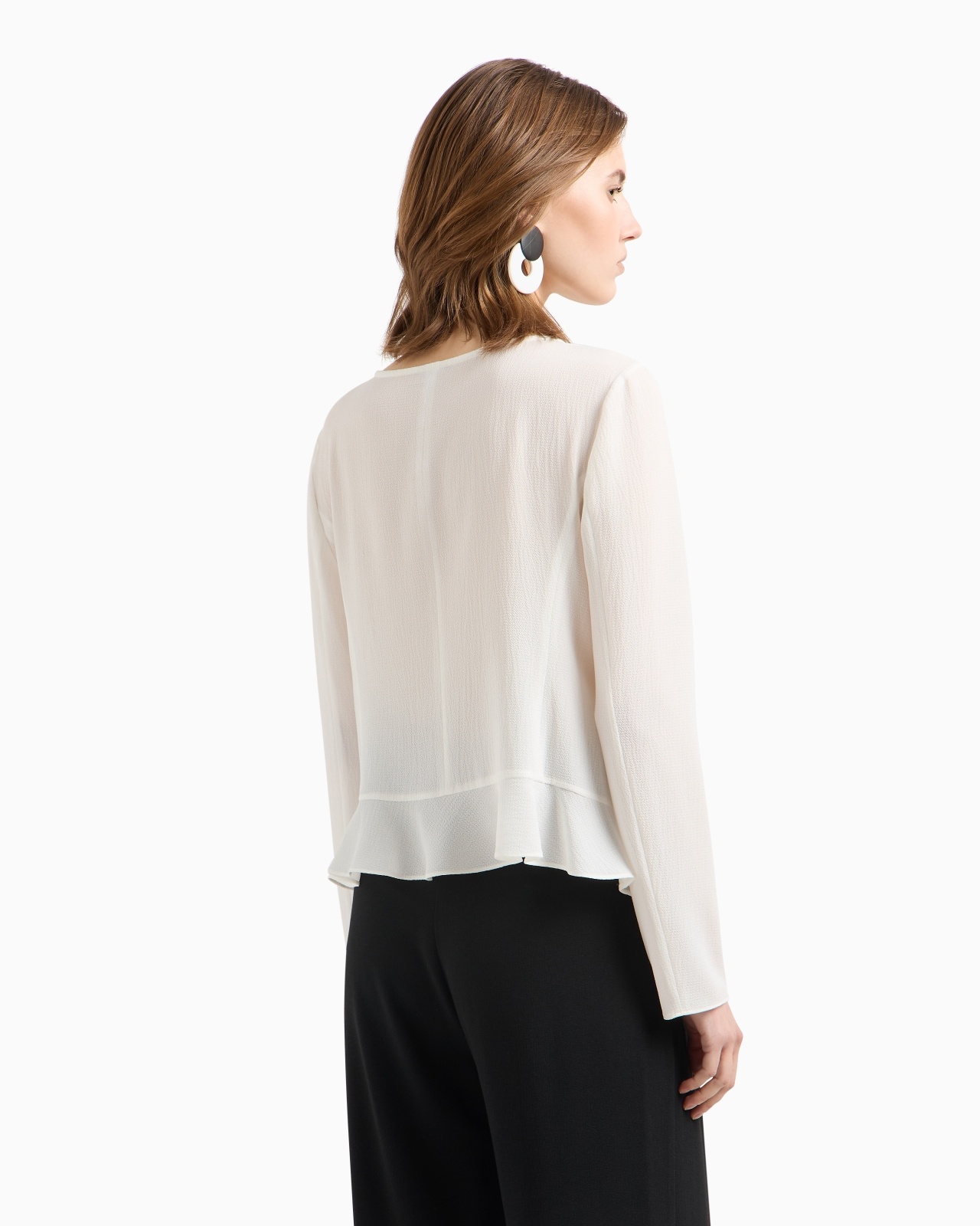 FLUID CRÊPE SHIRT JACKET WITH RUFFLE - 3