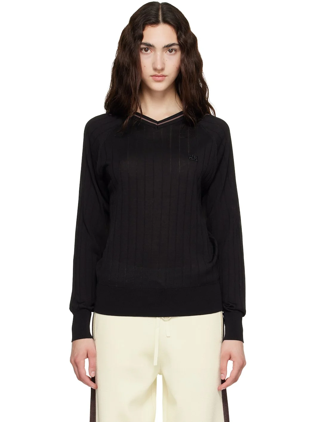 Black Viscose Silk Knit Roots Polo - 1