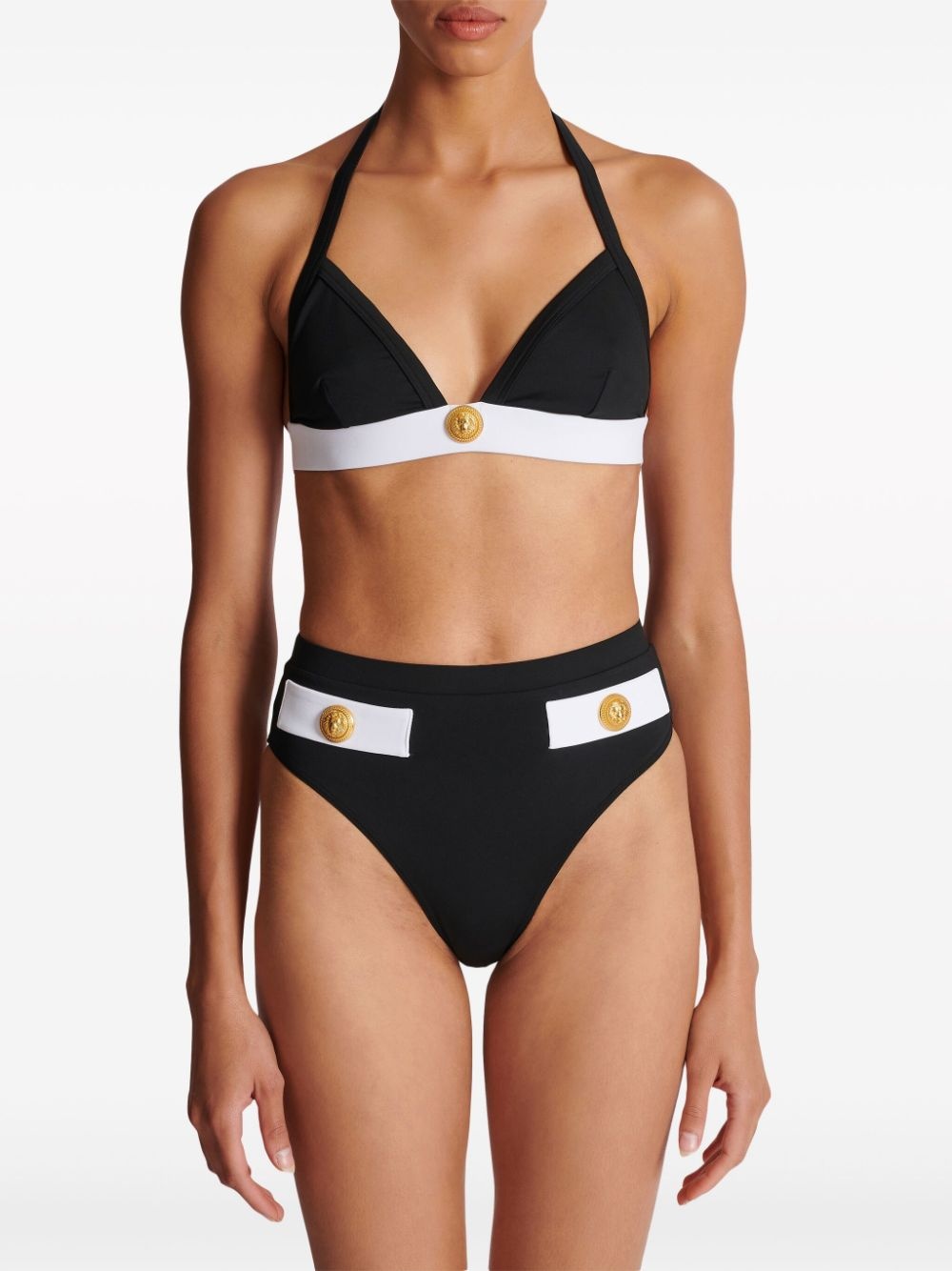 button-embellished high-waisted bikini - 5