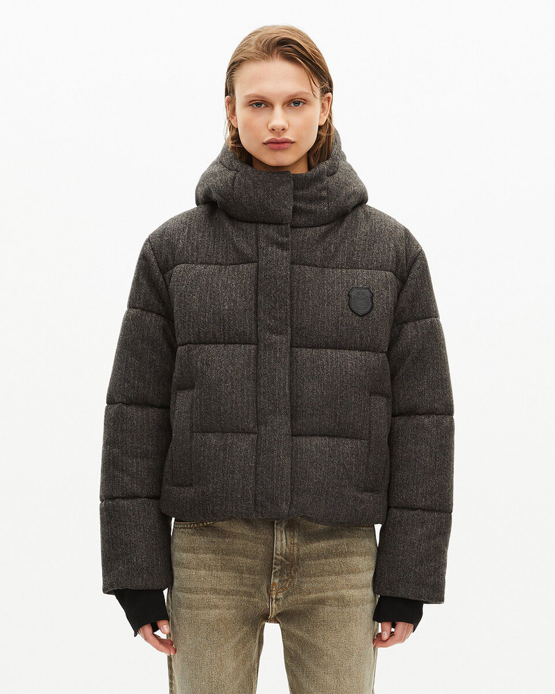 SHORT DARK GRAY WOOL DOWN JACKET 3
