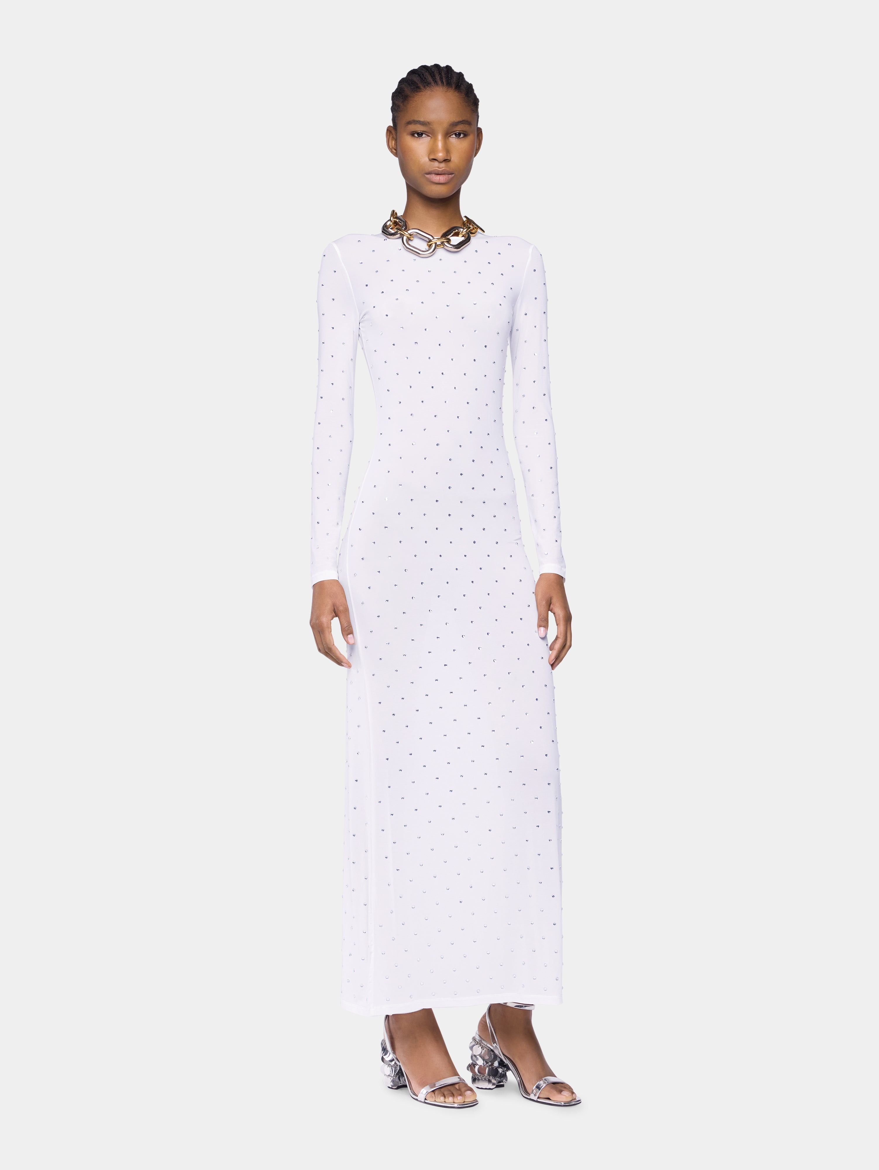 WHITE LONG DRESS IN JERSEY - 3