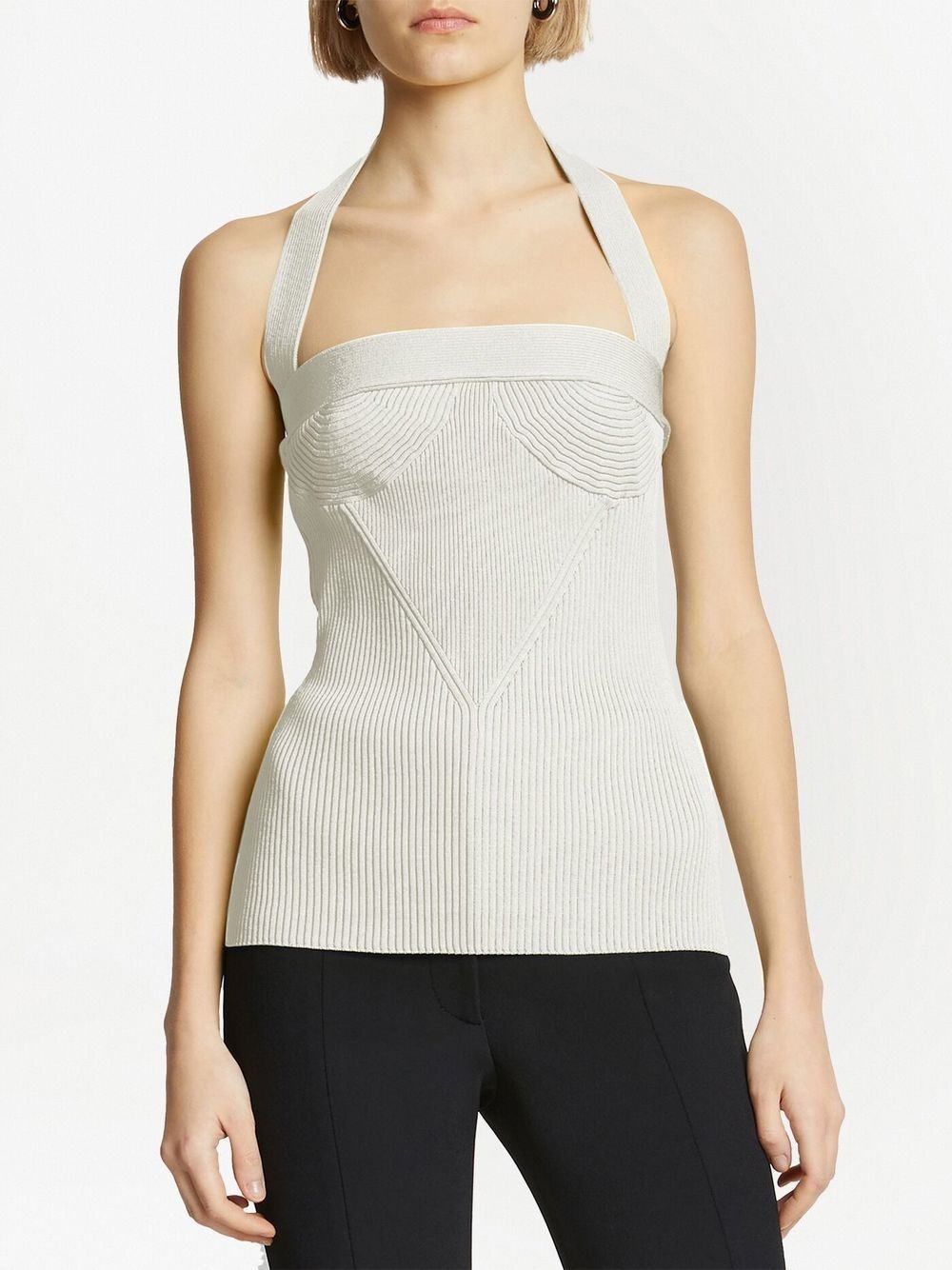 ribbed-knit halterneck knitted top - 5