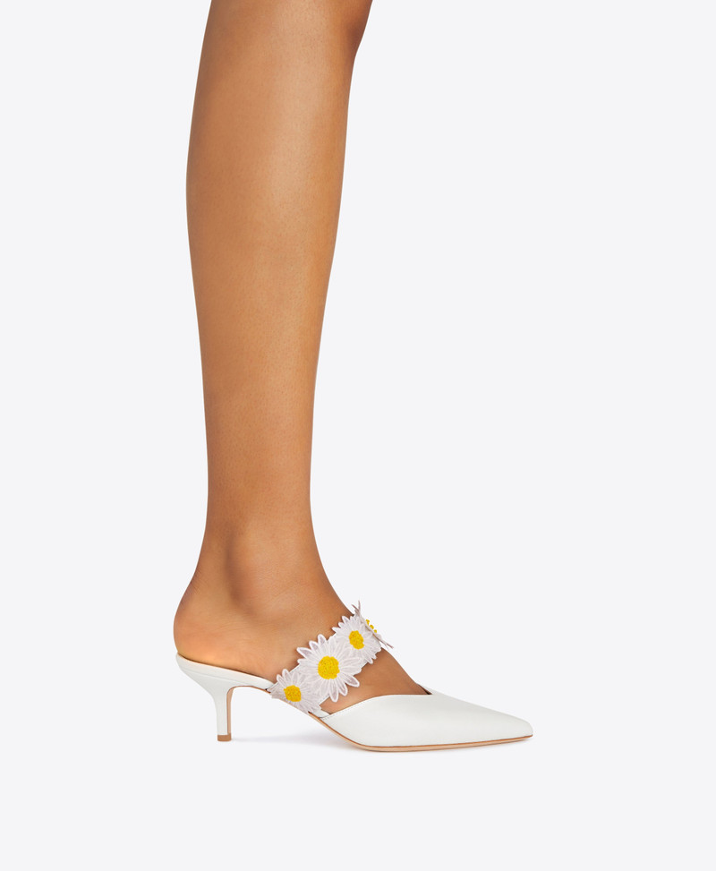 Mindy 45 - White Leather Kitten Heels 5