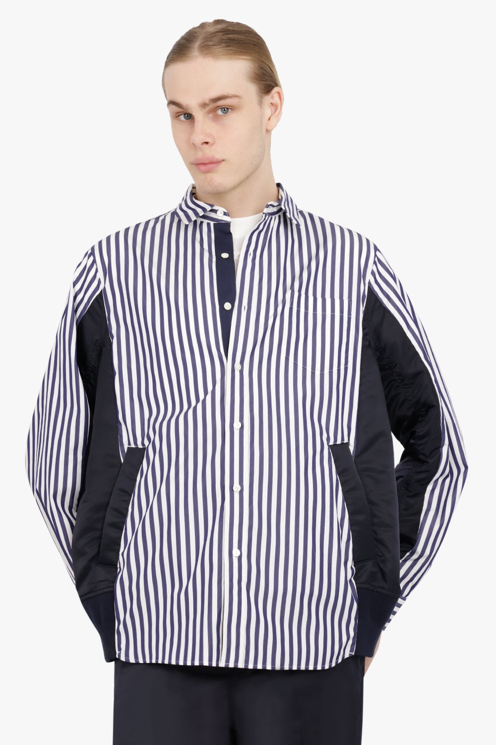sacai COTTON POPLIN SHIRT | NAVY STRIPE | parlourx | REVERSIBLE