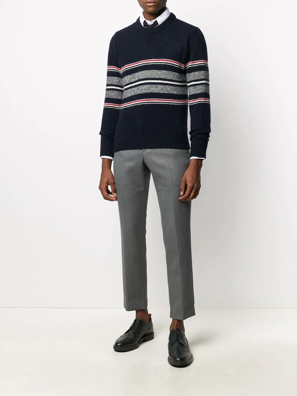 striped birdseye jacquard jumper - 2