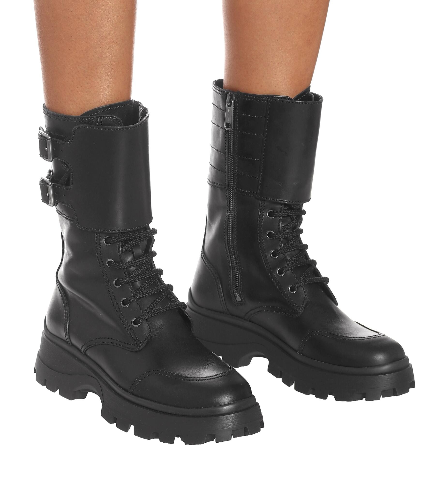 Leather combat boots - 4