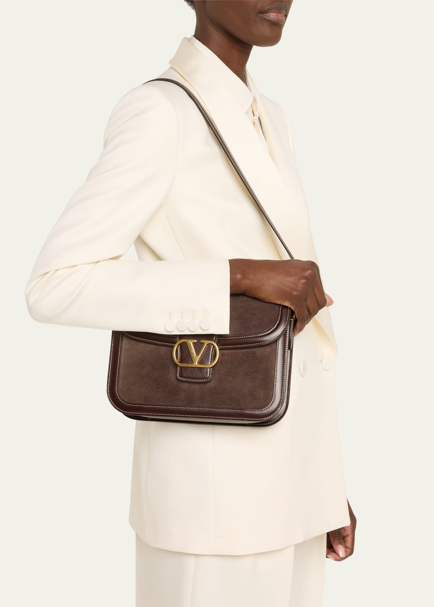 9 to 5 VLOGO Flap Suede Shoulder Bag - 2