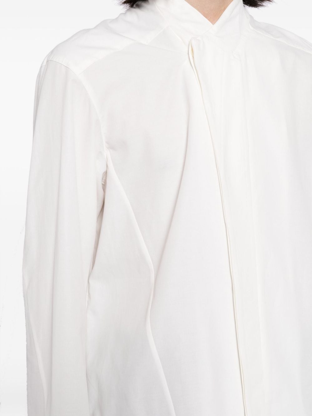 concealed-fastening cotton-blend shirt - 5