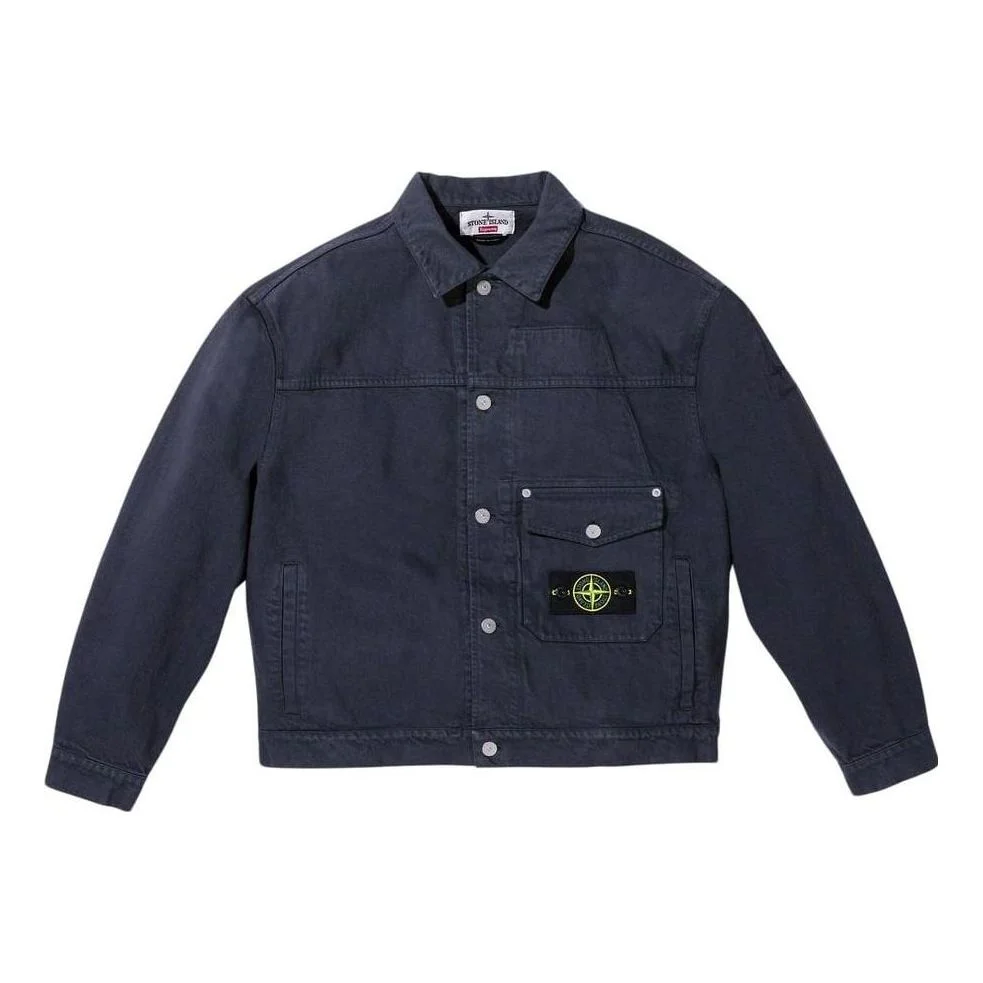 Supreme x STONE ISLAND FW23 Week10 Denim Trucker Jacket Logo 'Black' SUP-FW23-170 - 1