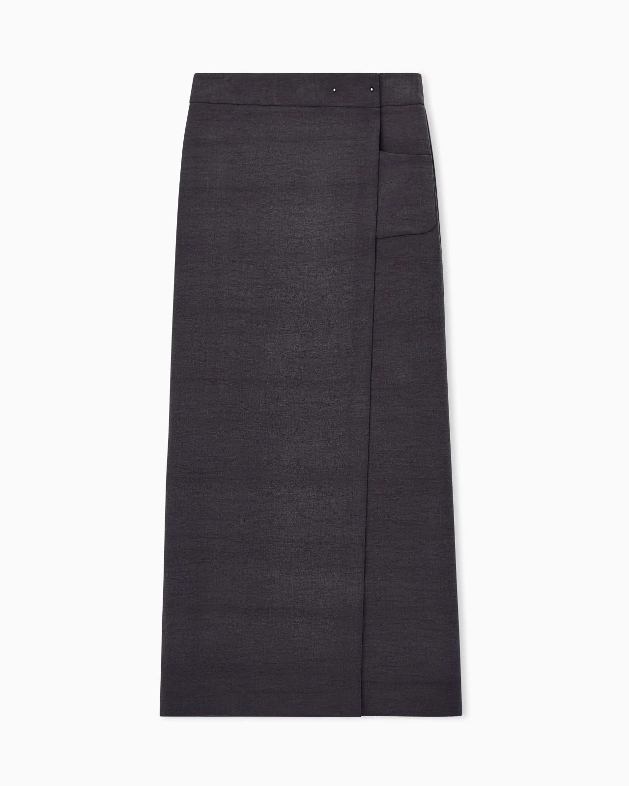 LONG WRAP SKIRT IN WASHED SILK AND WOOL WITH A PATCH POCKET - 1