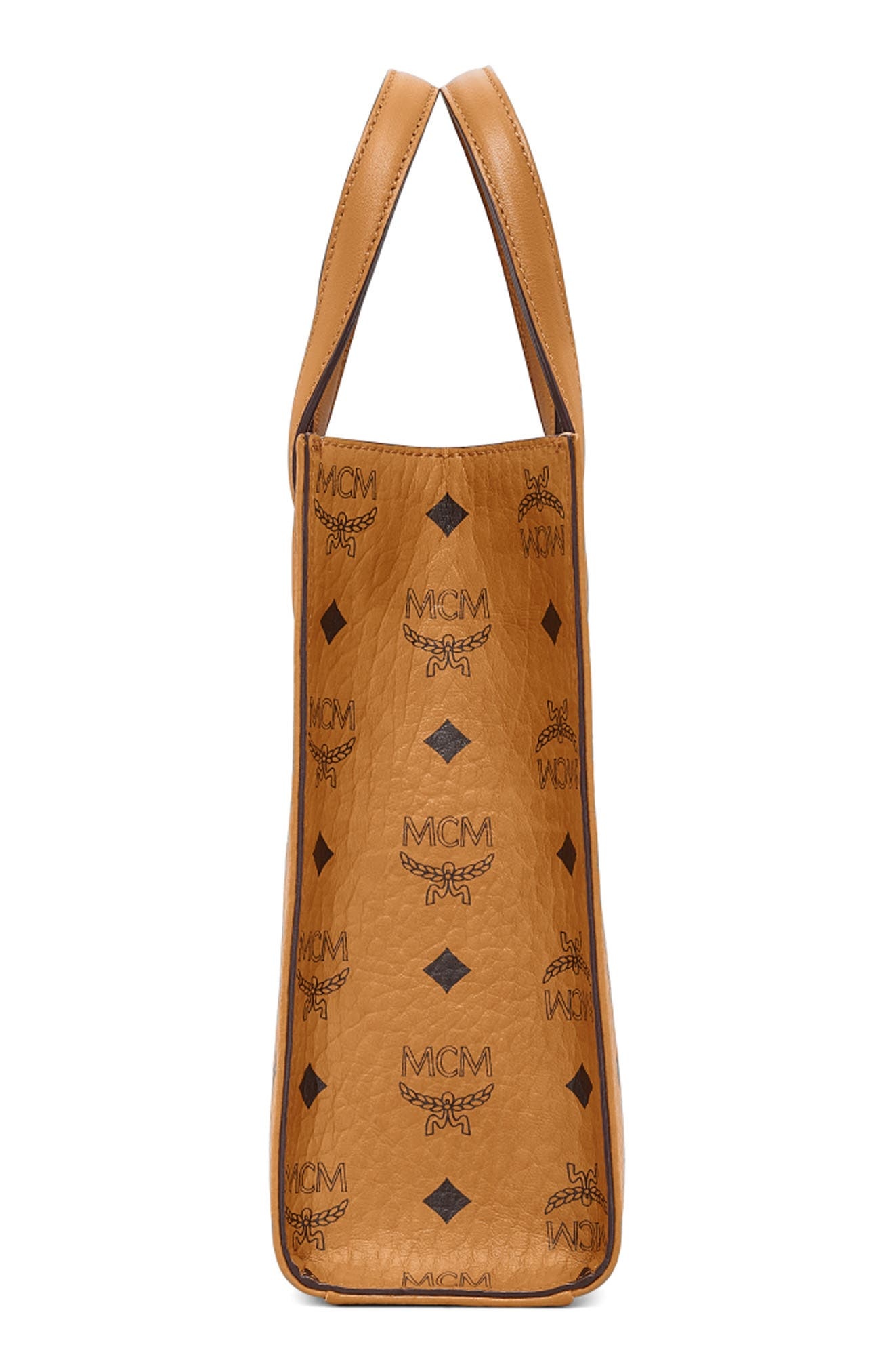 MCM Visetos Coated Canvas Mini Tote in Cognac at Nordstrom - 3