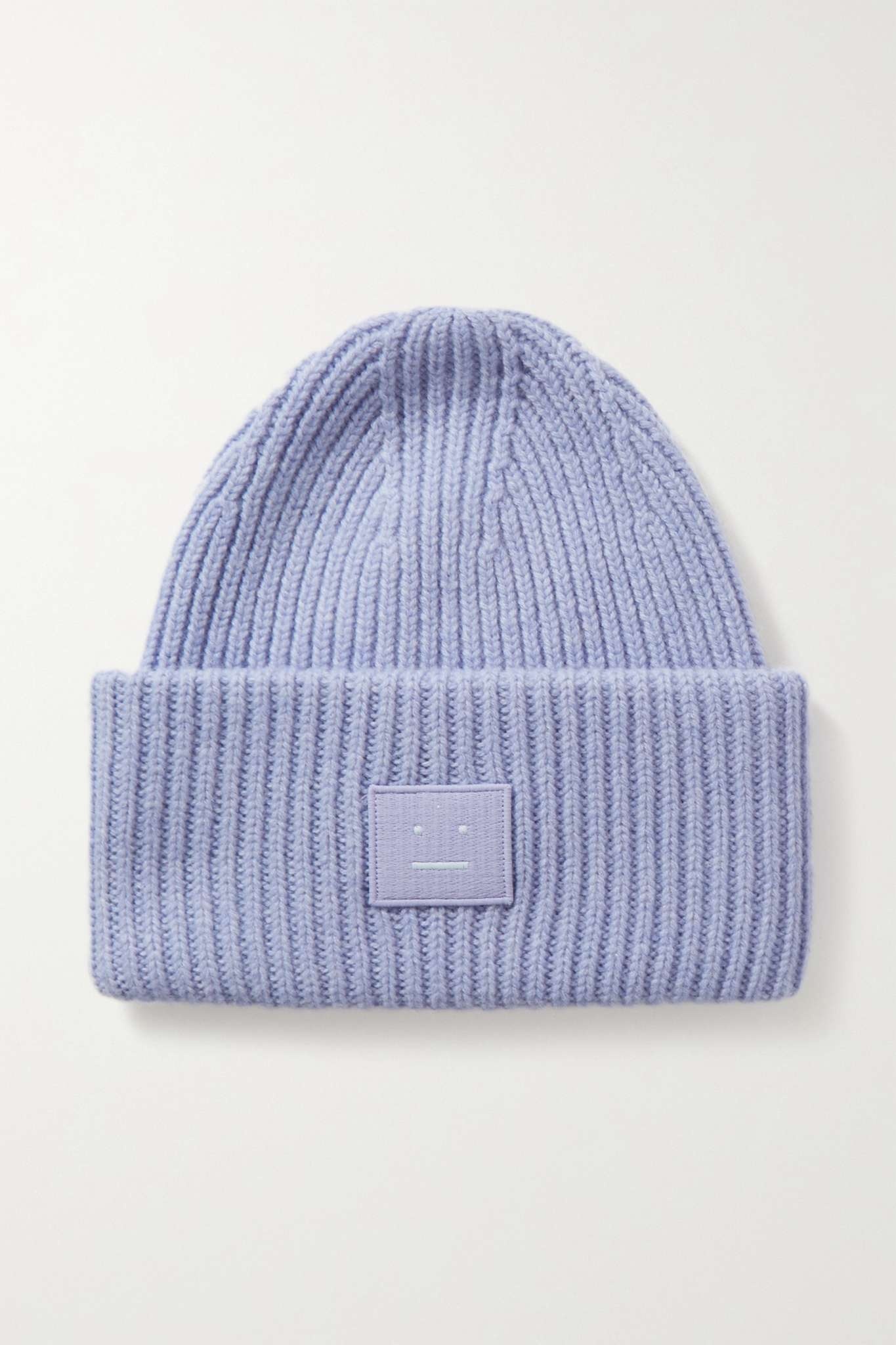 Pansy appliquéd ribbed wool beanie - 1