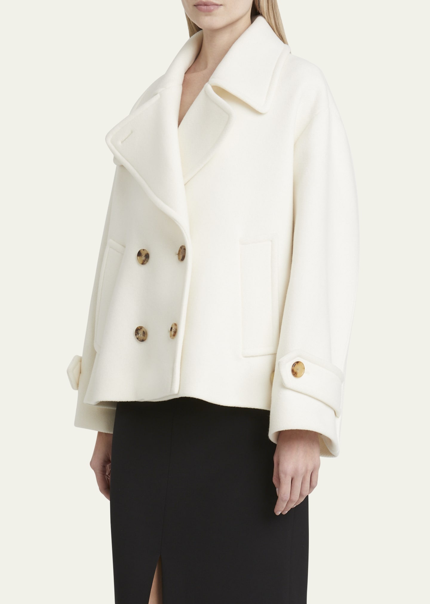 ［Chloe ］クロエ Double-breasted wool coat Chloé Double-Breasted Soft Wool Pea Coat | bergdorfgoodman