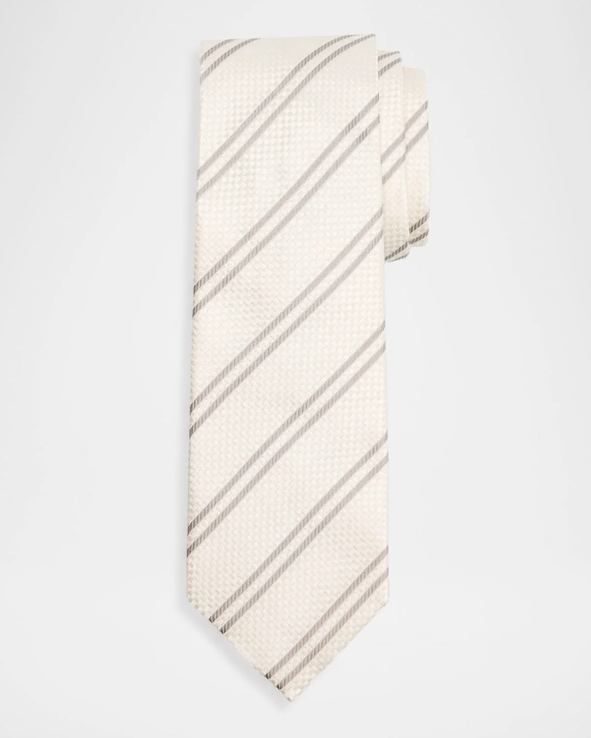 Men's Woven Diagonal-Stripe Silk Tie - 1