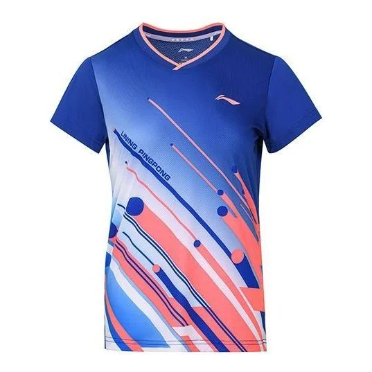 Li-Ning SS22 Table Tennis Series Casual Sports tournament Quick Dry Short Sleeve 'Blue' AAYS018-3 - 1
