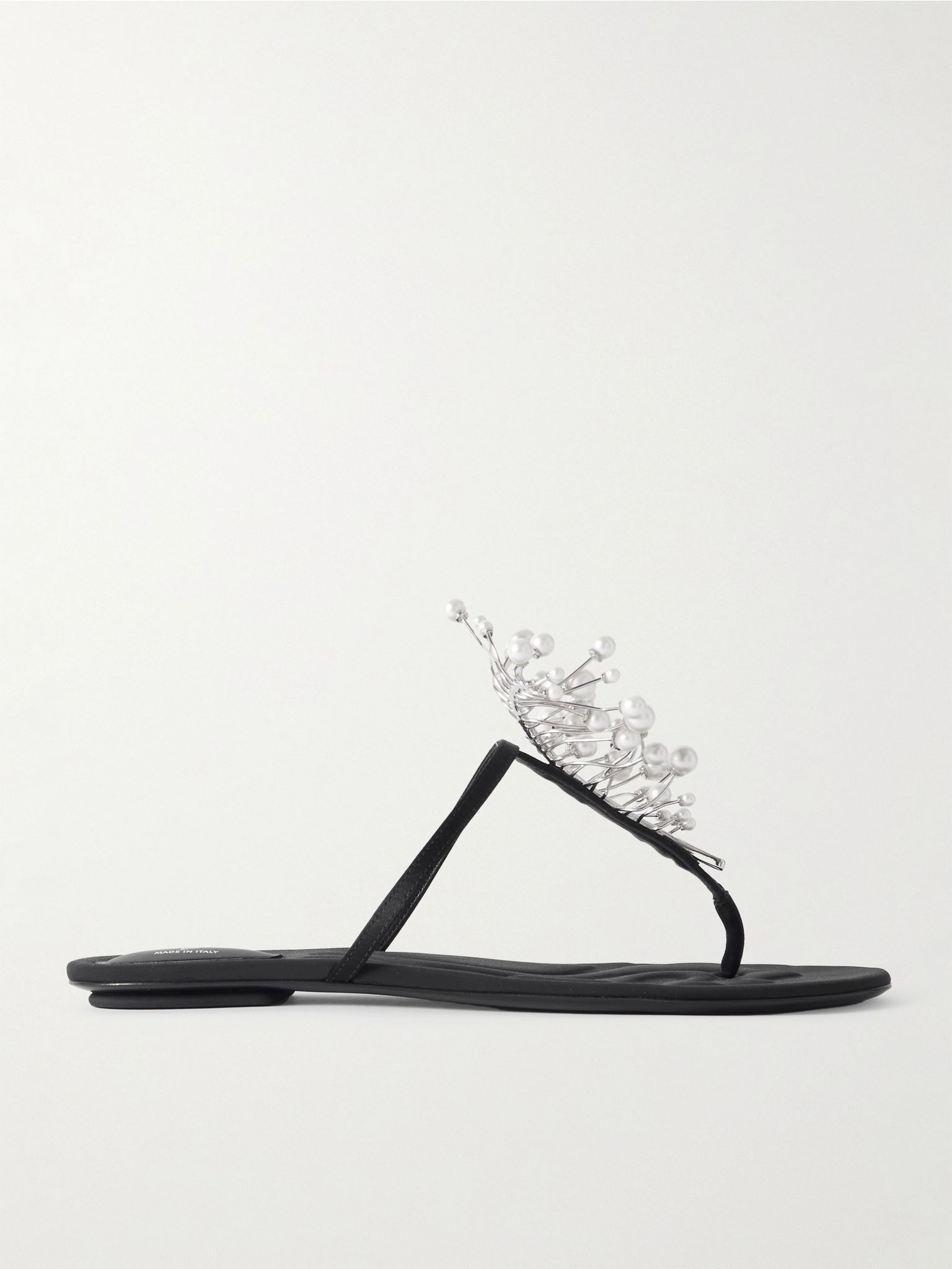 Embellished satin flip flops Black - 5