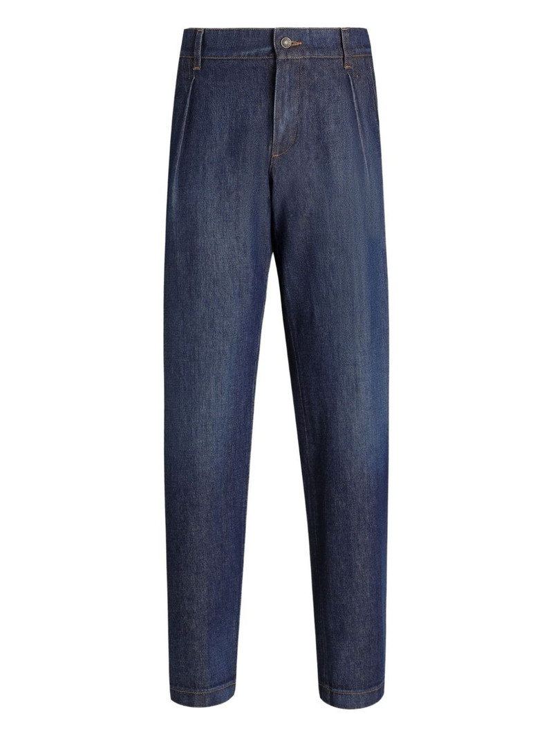 pleated denim jeans 1