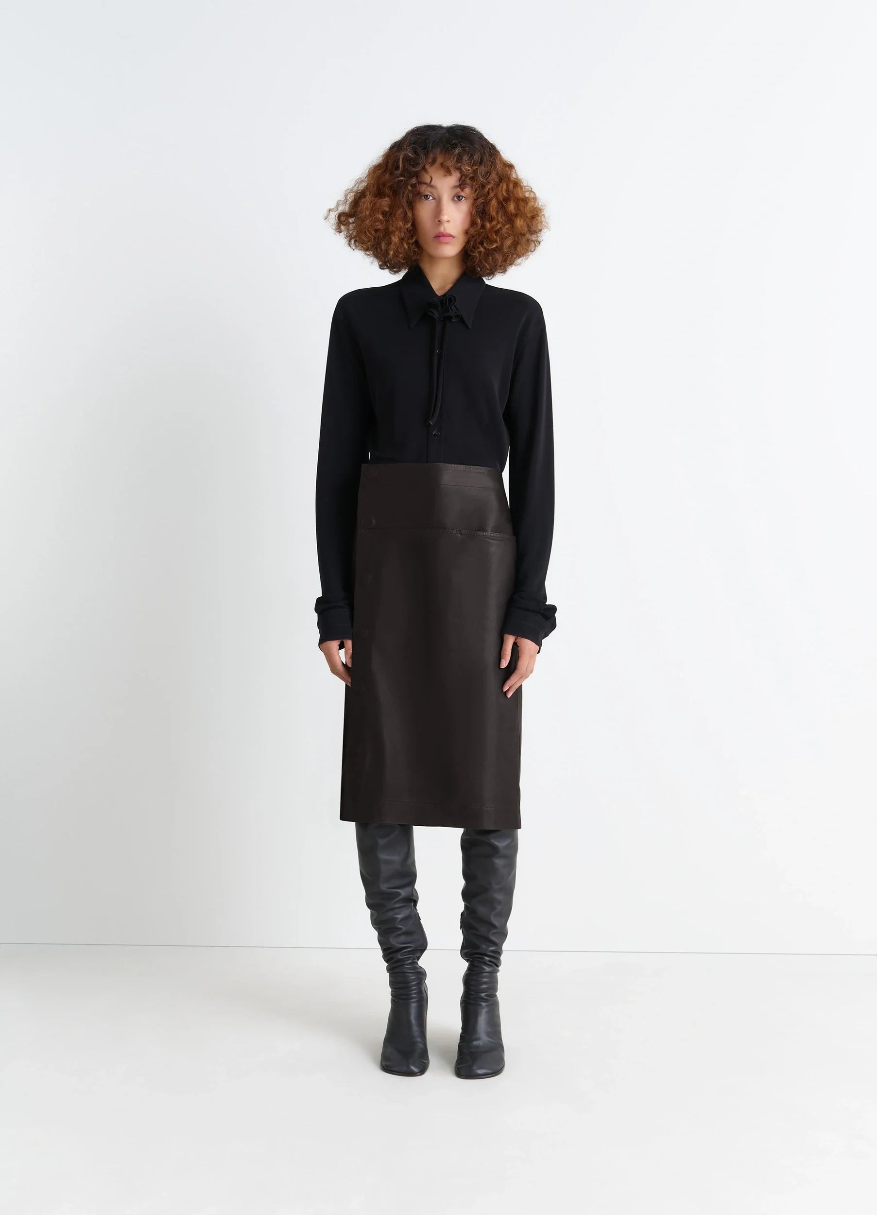 LEATHER WRAPOVER SKIRT - 2