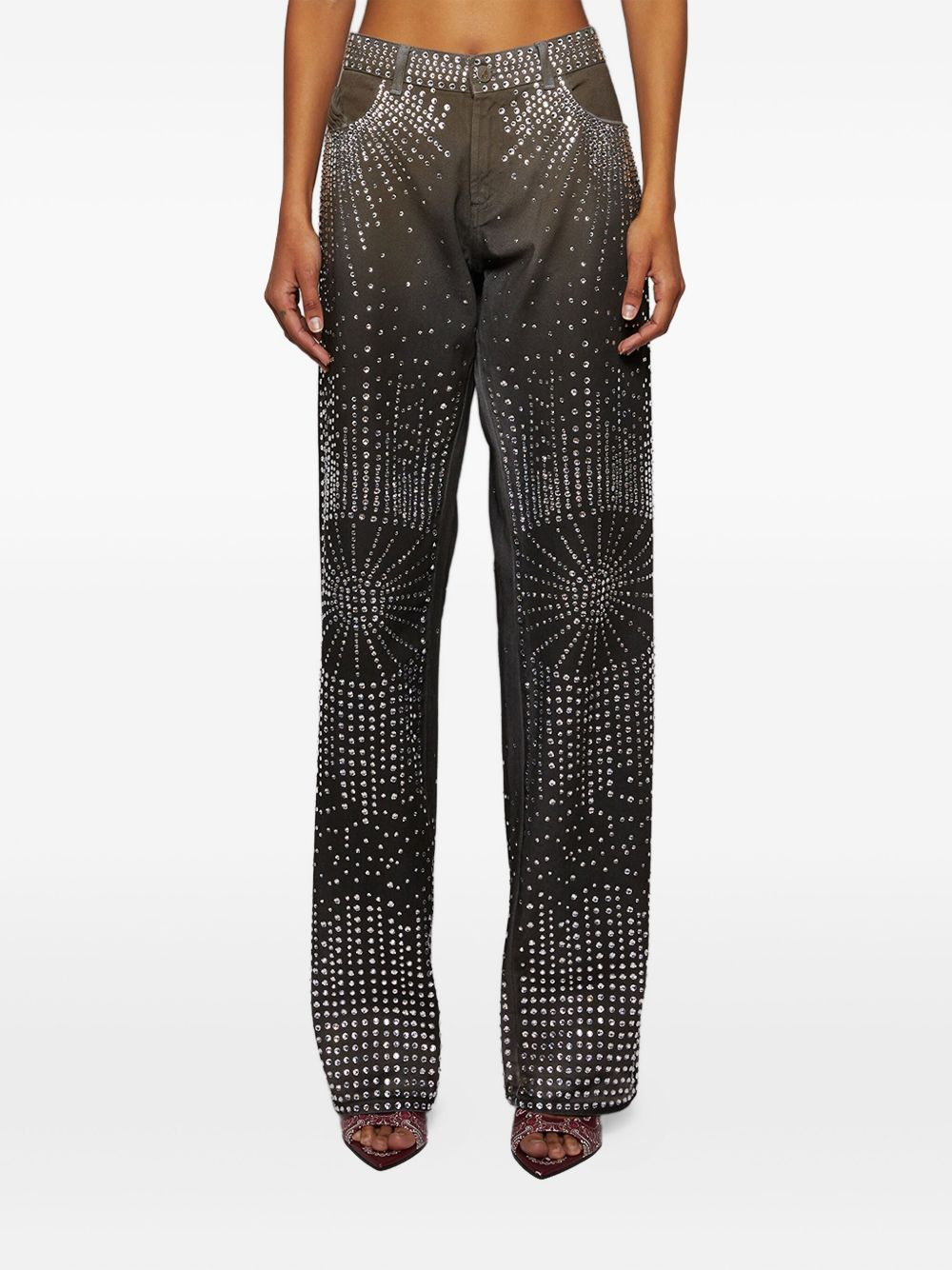 rhinestone-embellished jeans - 4