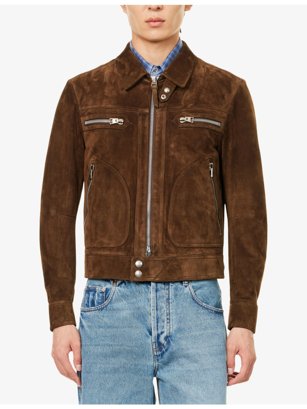 Blouson Patch-Pocket Soft Suede Jacket - 3