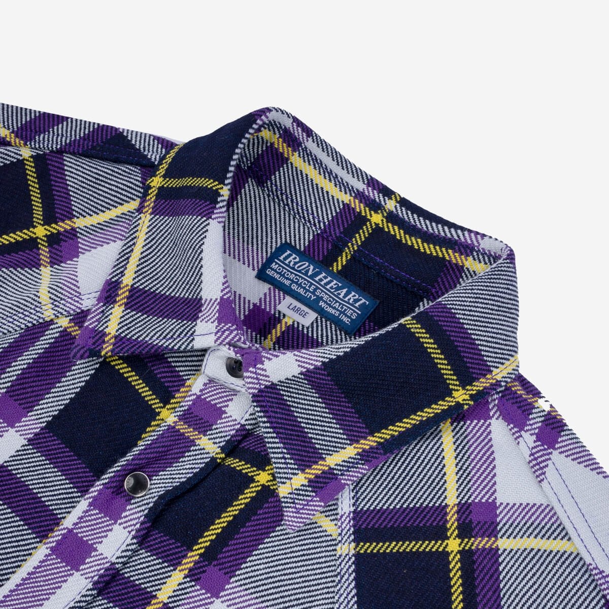 IHSH-390-PUR 9oz Selvedge American Check Western Shirt - Purple - 7