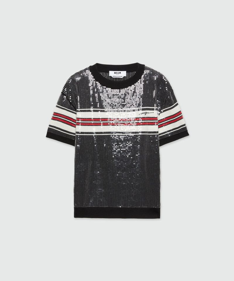 T-Shirt in wool and sequins 1