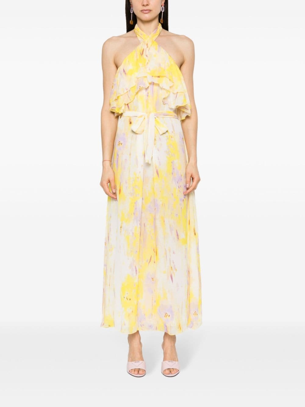 floral-print ruffled-detail dress - 2