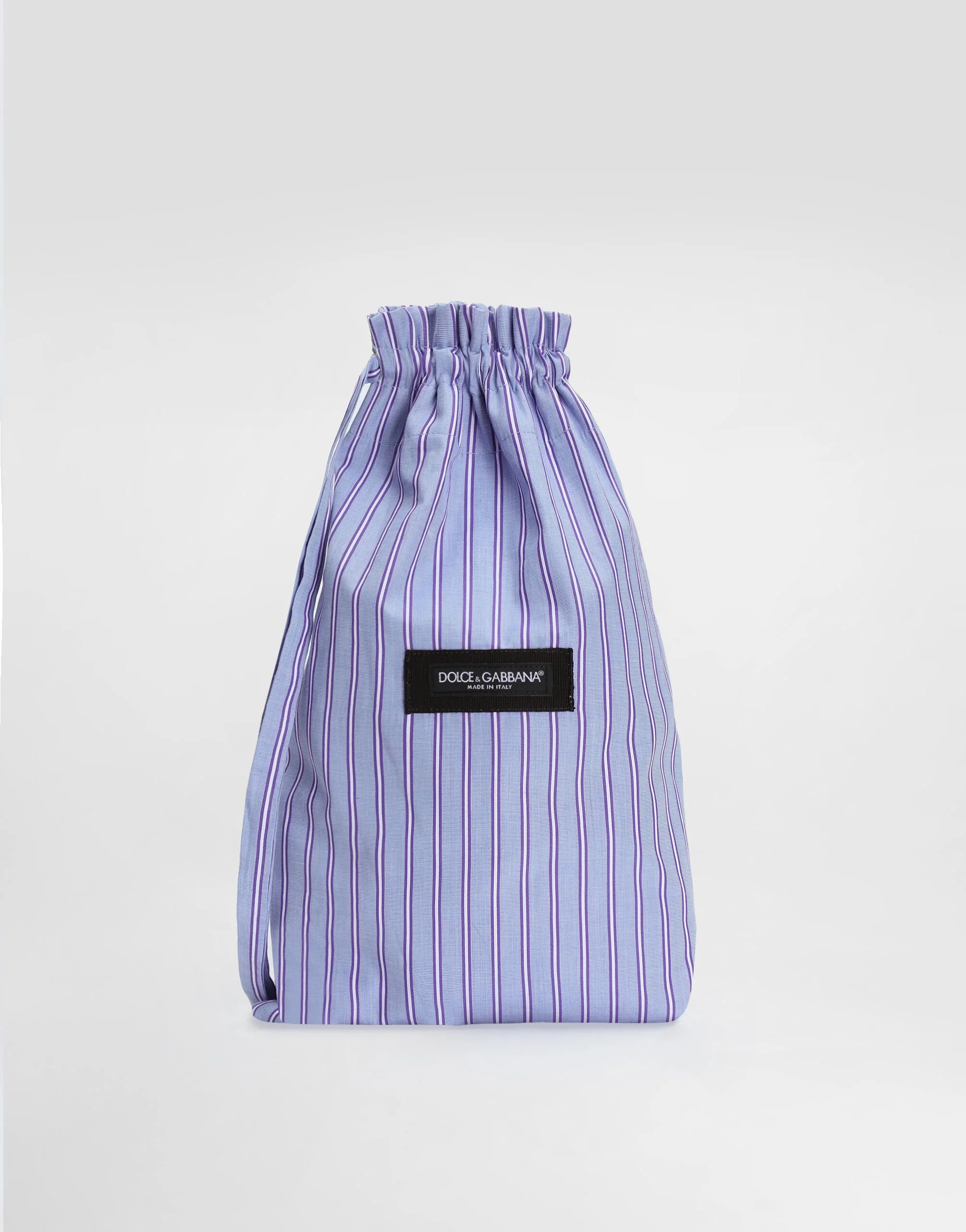 Striped poplin and leather crossbody bag - 1