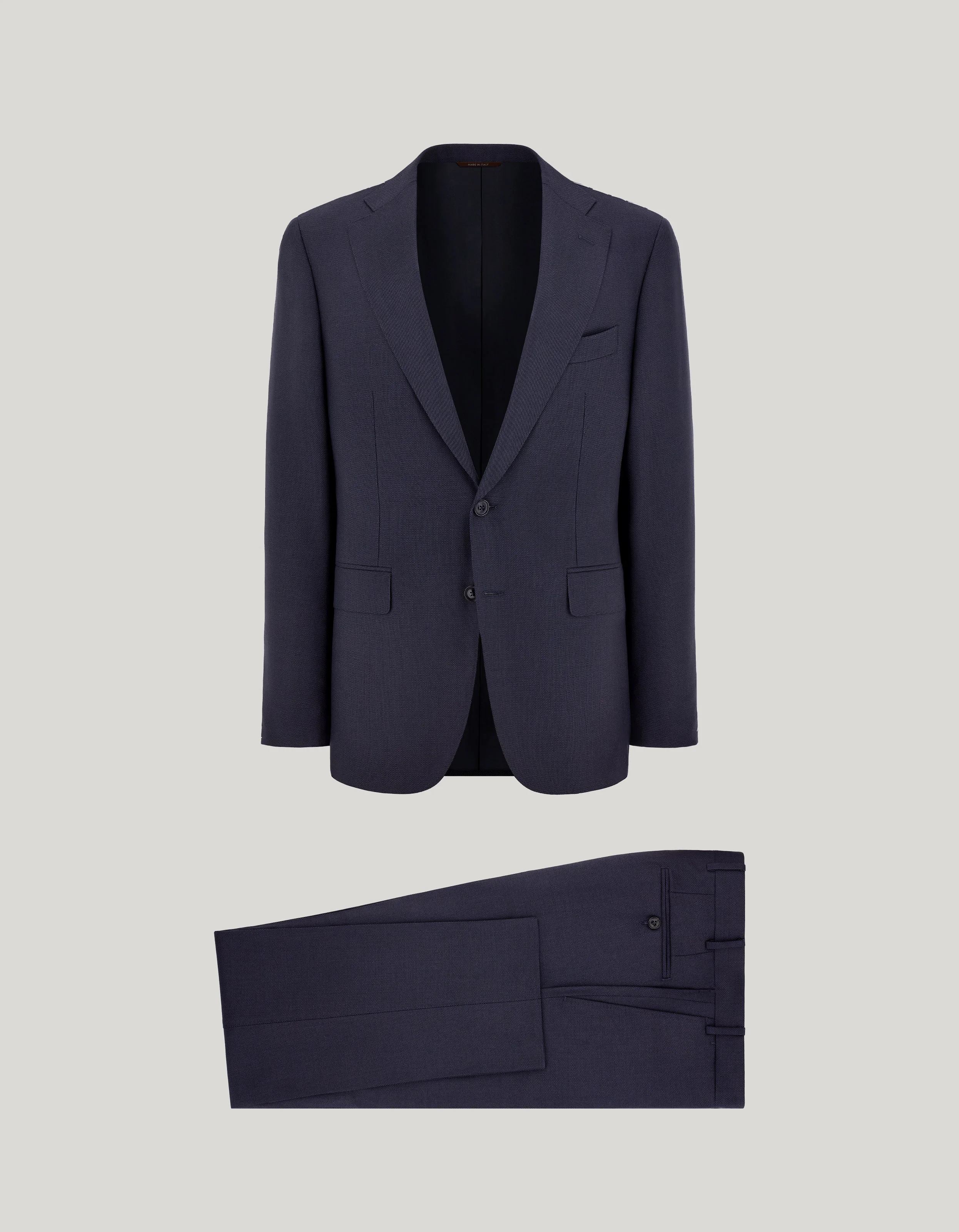 BLUE 160’S WOOL BIRDSEYE MOTIF MODERN-FIT SUIT - 1