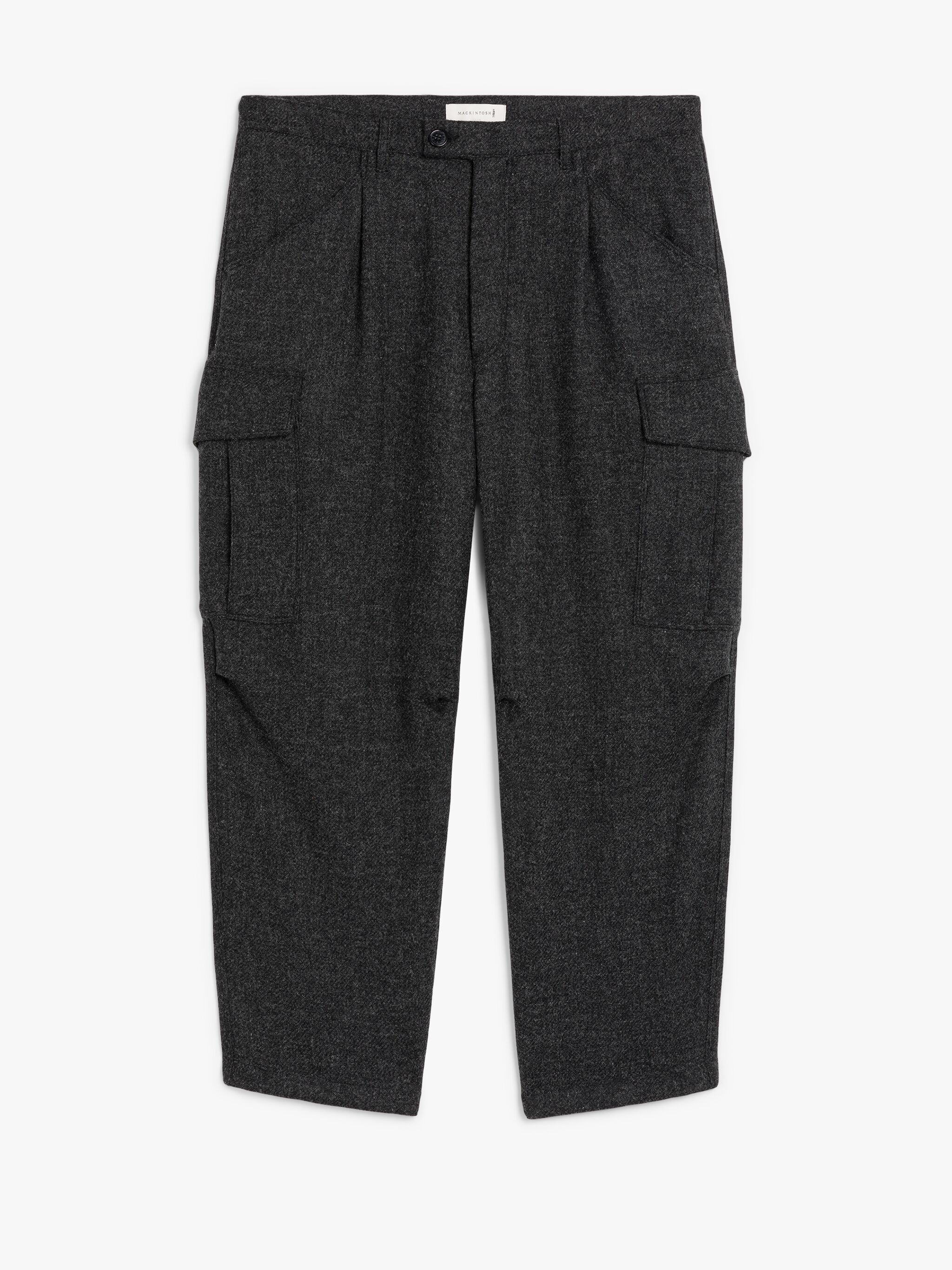 GREY WOOL CARGO TROUSERS - 1
