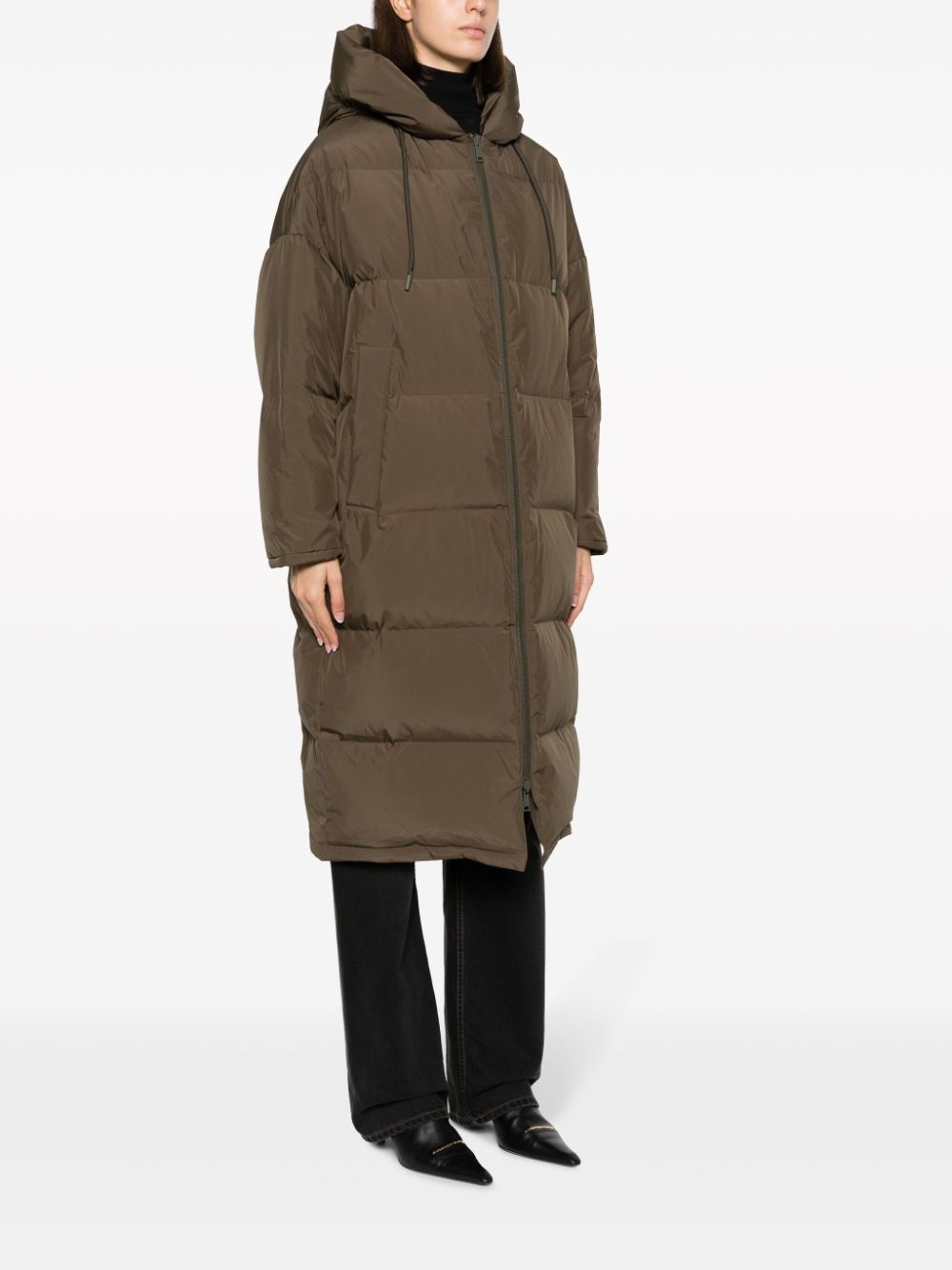 hooded feather-padded coat - 3