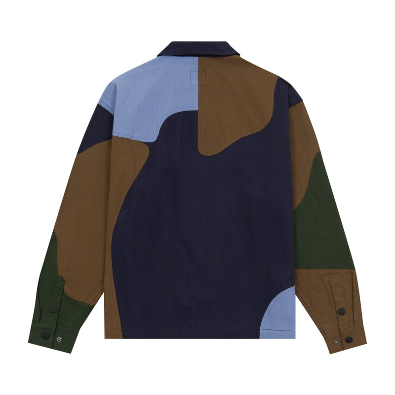 BRAIN DEAD Brain Dead Patchwork Military Field Shirt Jacket 'Navy' outlook