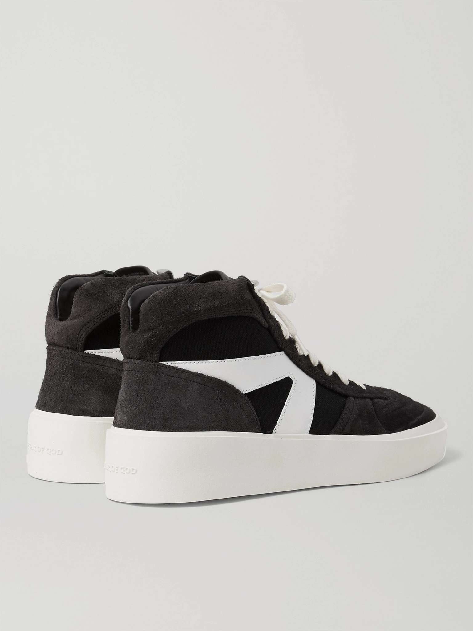 Suede, Leather and Canvas High-Top Sneakers - 5