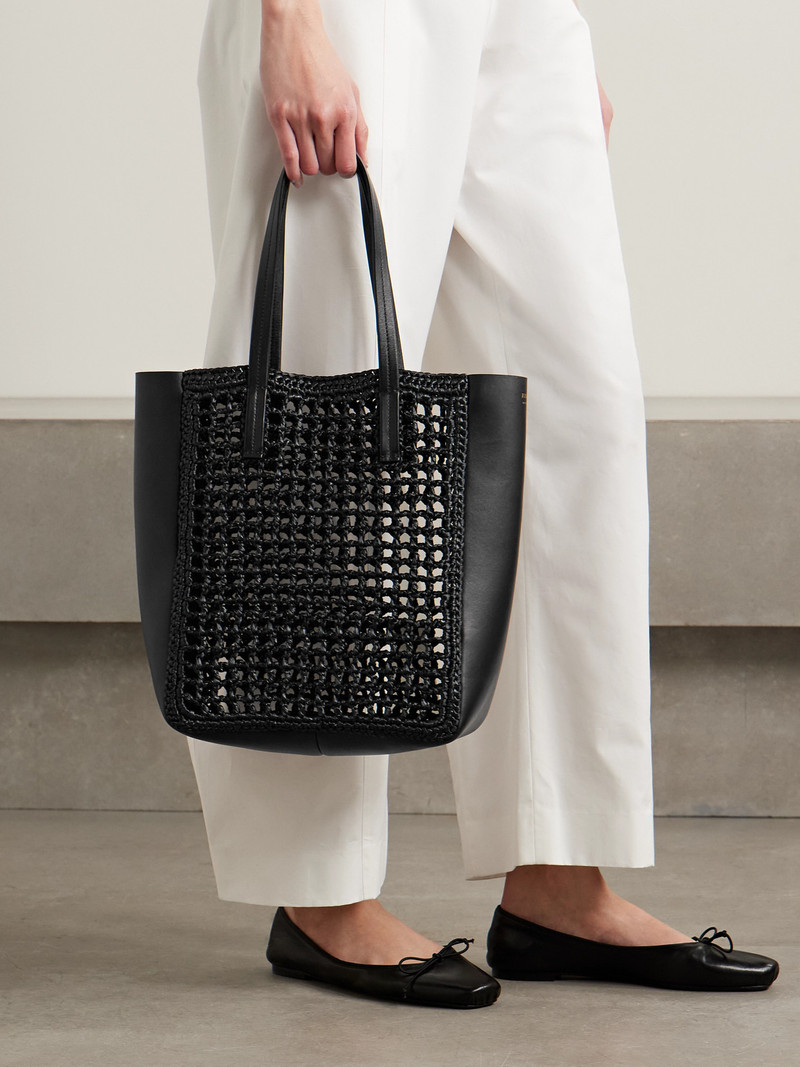 KHAITE Zoe Small Leather And Raffia Tote outlook