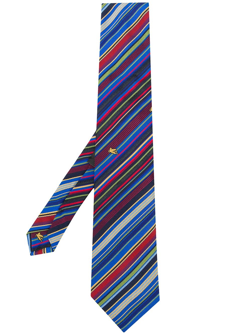 striped print silk tie - 1