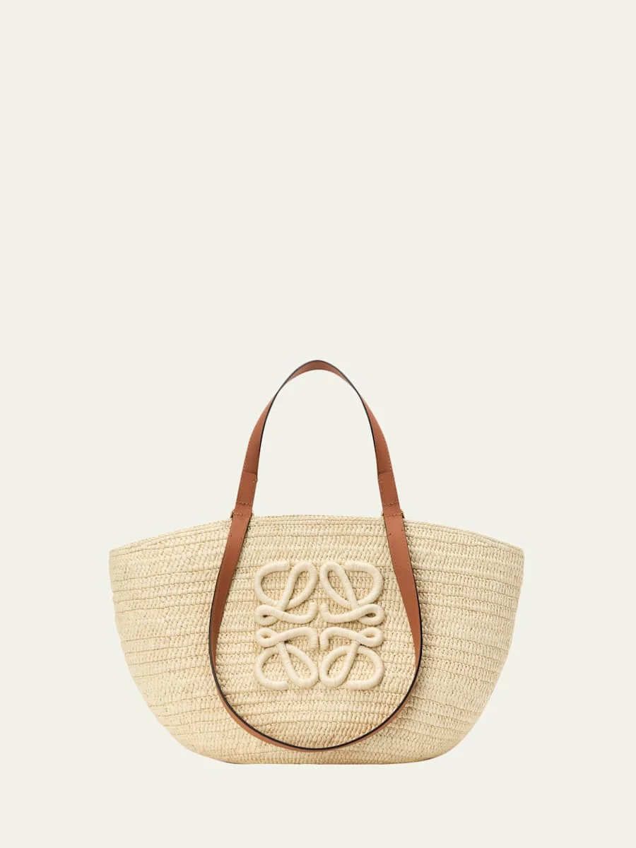 x Paula's Ibiza Extra Large Eclipse Basket Bag in Raffia and Calfskin - 1