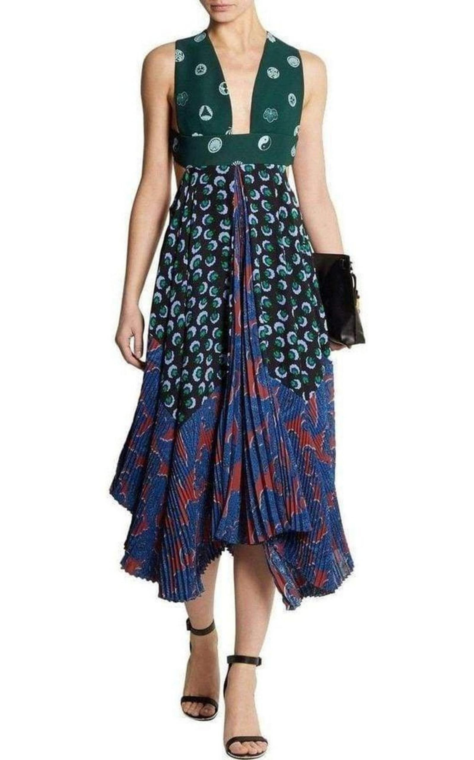 Caroline asymmetric printed silk and crepe dress - 2