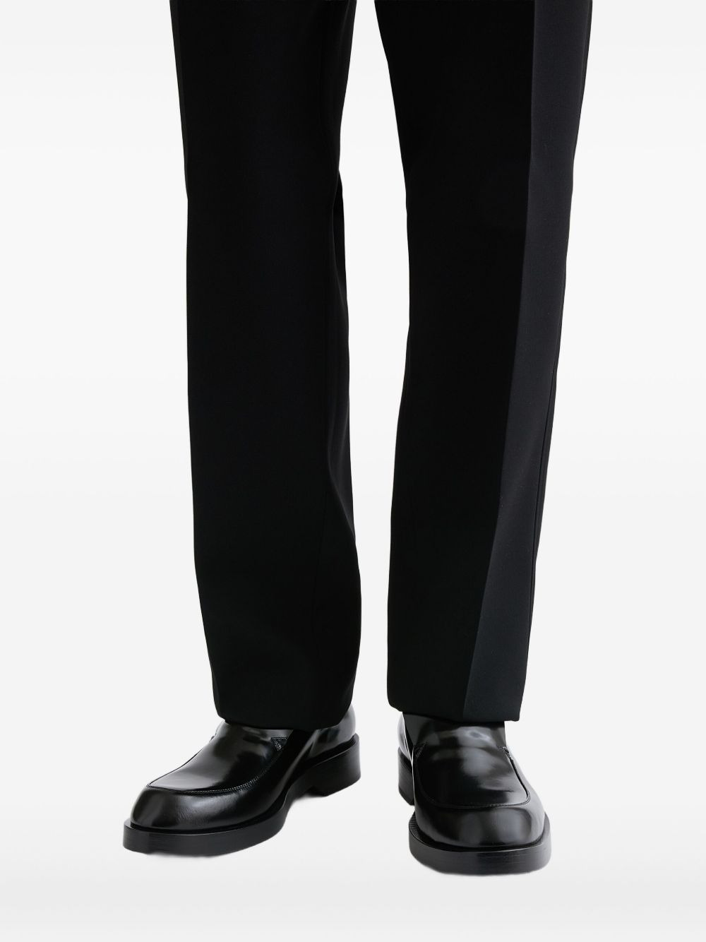 round-toe leather loafers - 4