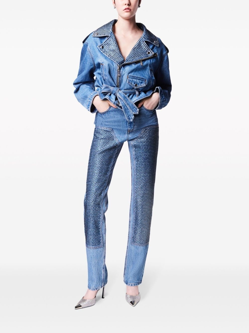crystal-embellished straight-leg jeans - 3