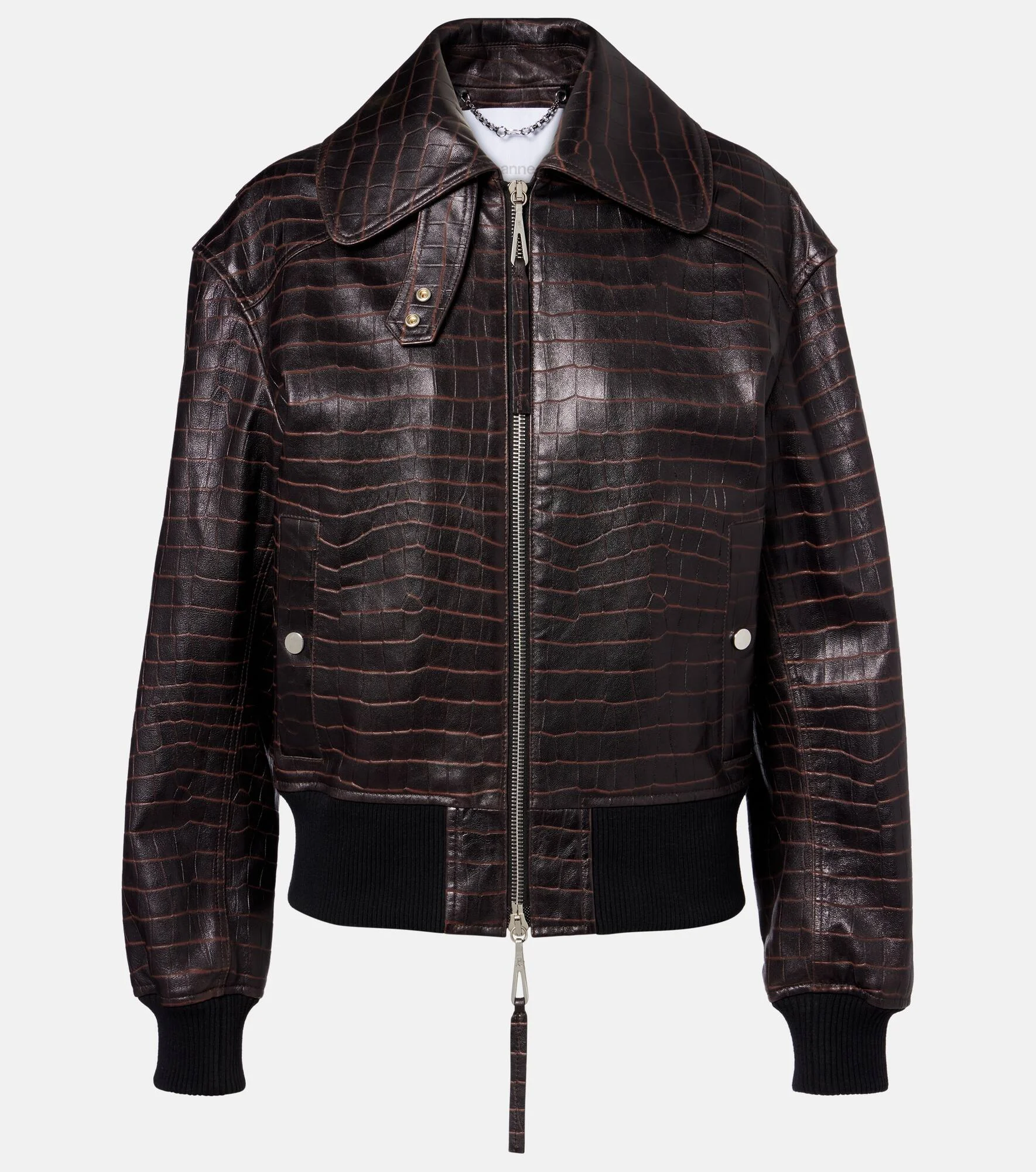 Croc-effect leather blouson jacket - 1