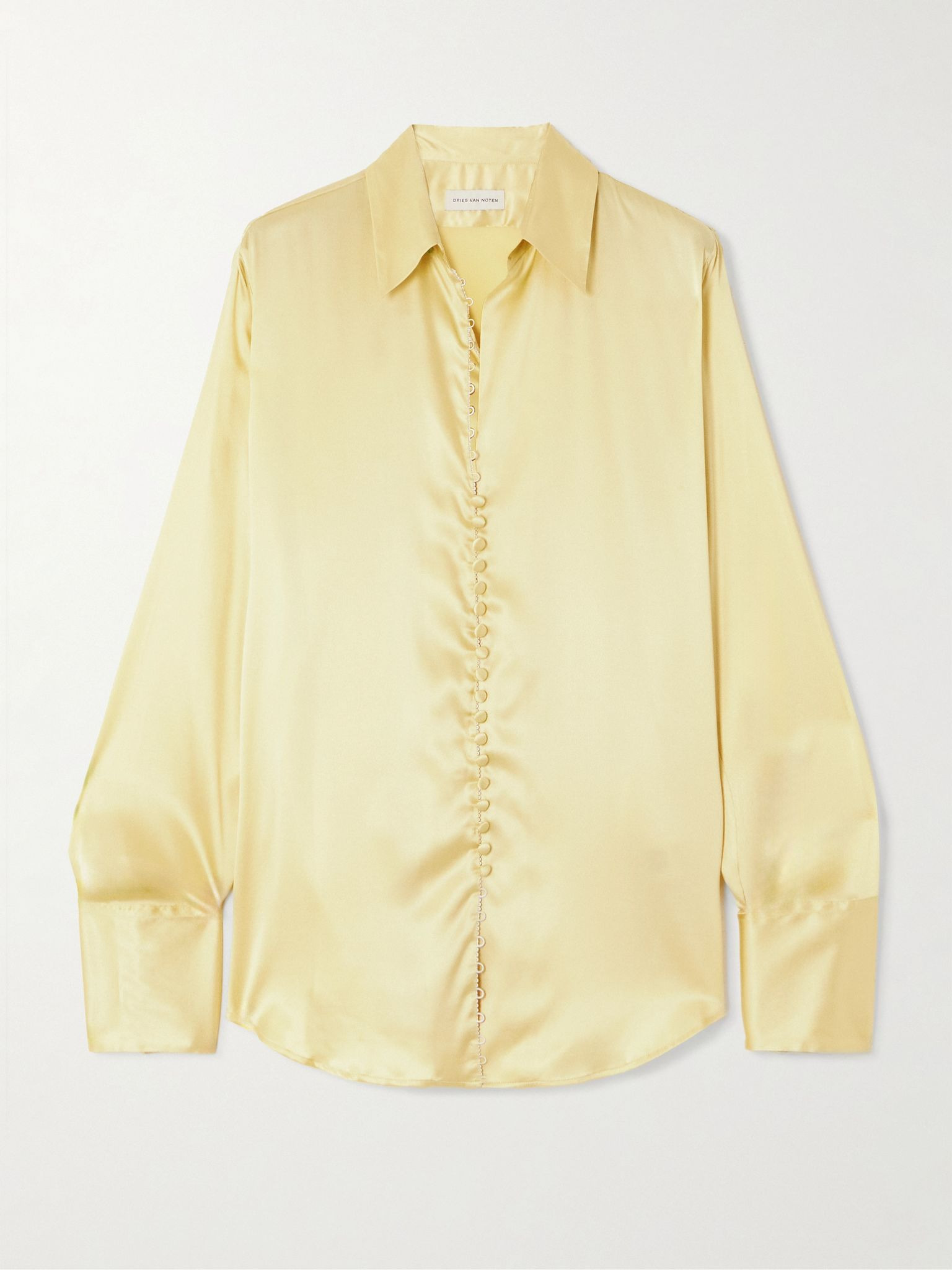 Stretch-silk satin shirt Pastel yellow - 1