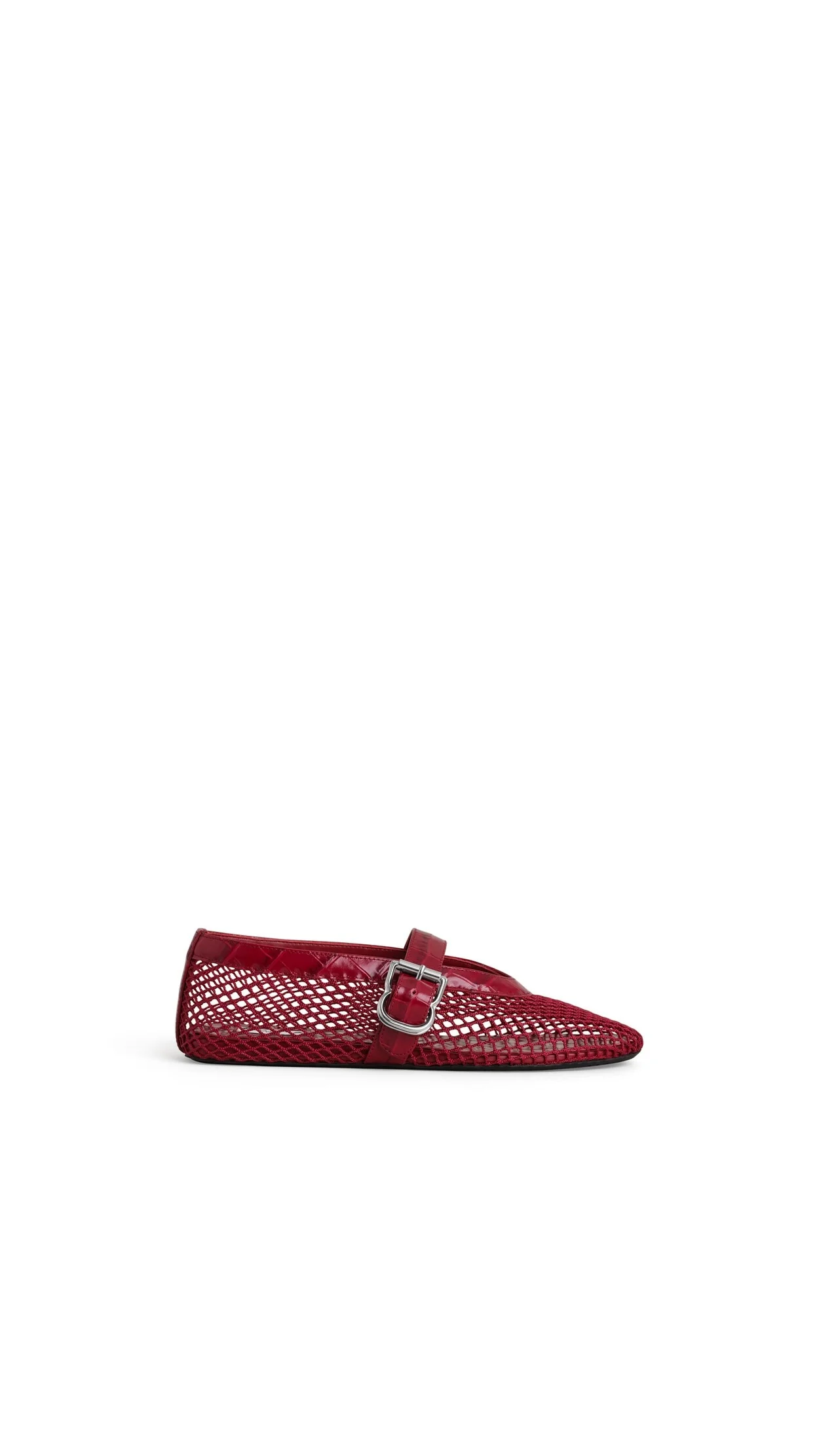 BALLET FLATS IN FISHNET AND CROCODILE EMBOSSED CALFSKIN - 1