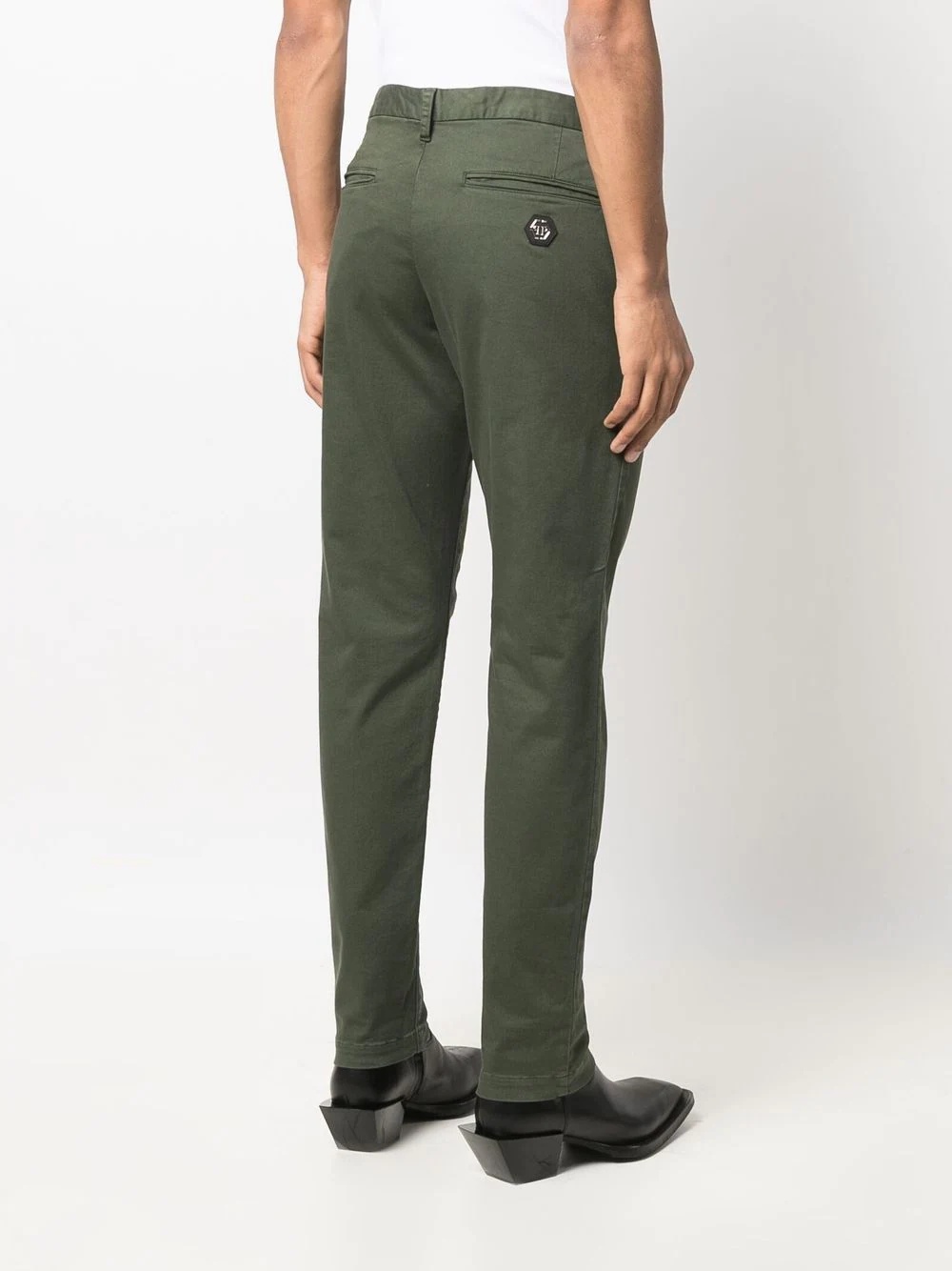 Hexagon patch slim-fit chinos - 4