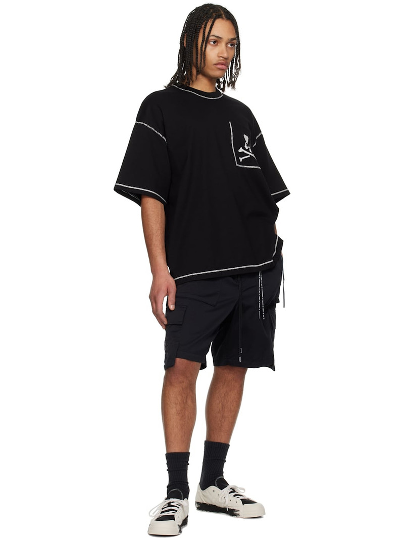 mastermind JAPAN Black Boxy Cross-Stitch T-shirt outlook