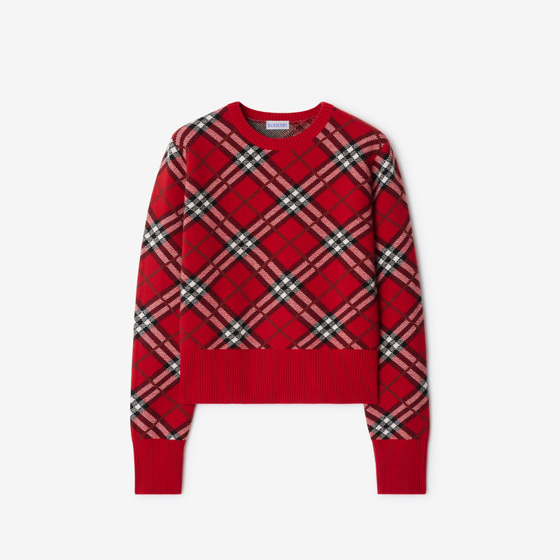 Check Wool Cashmere Blend Sweater 1