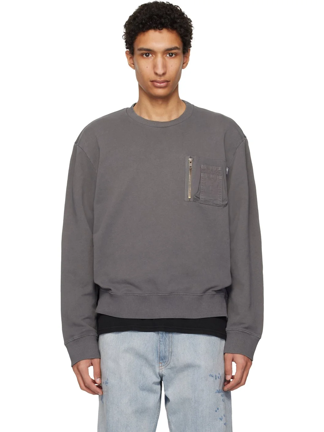 Gray Utility Pocket Sweatshirt - 1