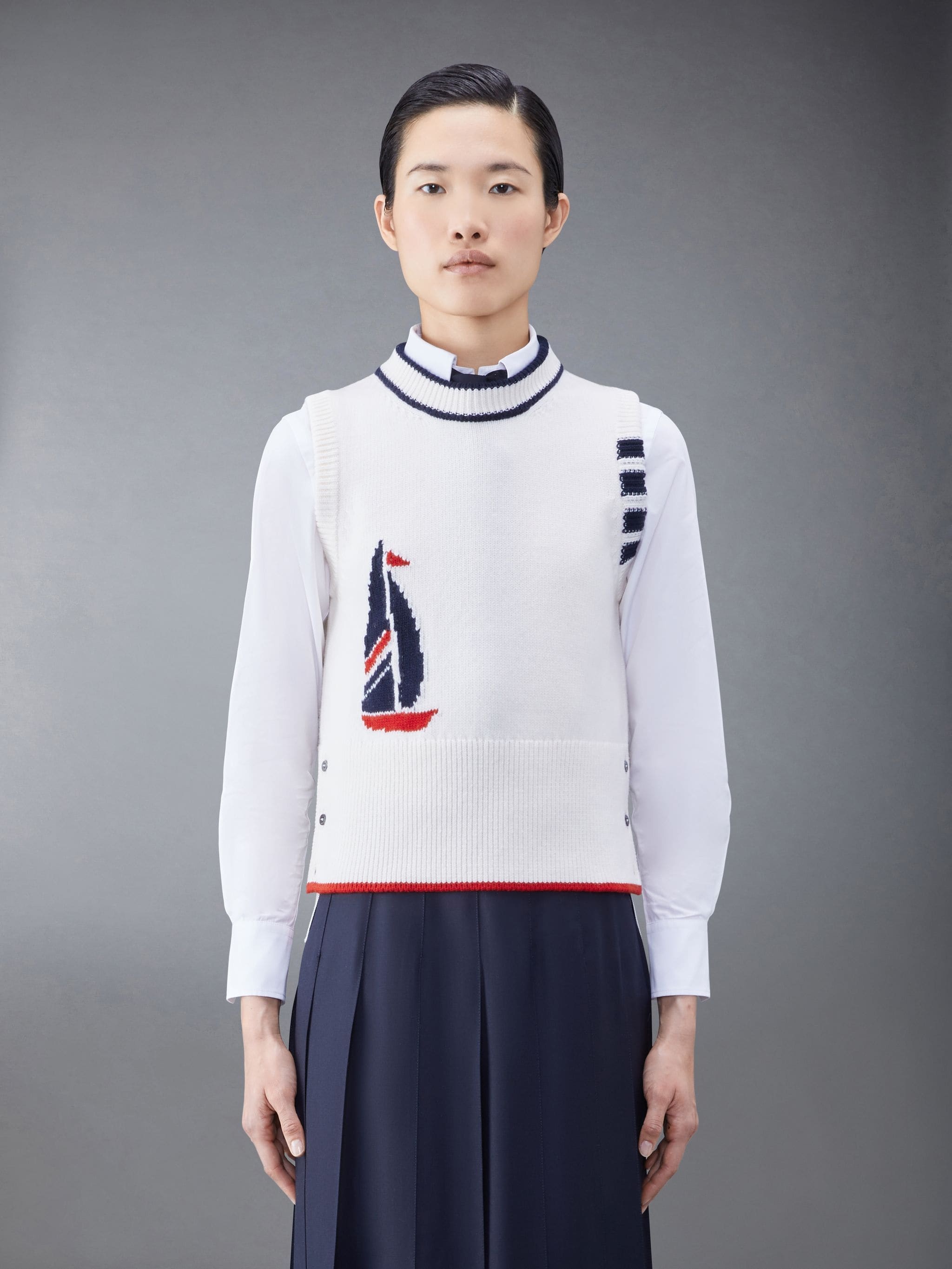 Merino Jersey Sailboat 4-Bar Boxy Shell Top - 1