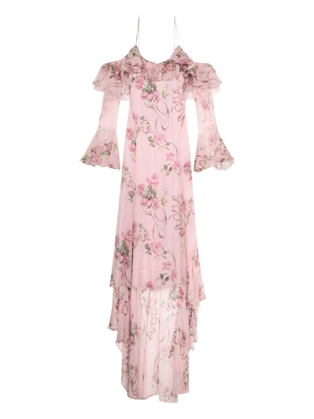 floral-printed ruffled gown - 5